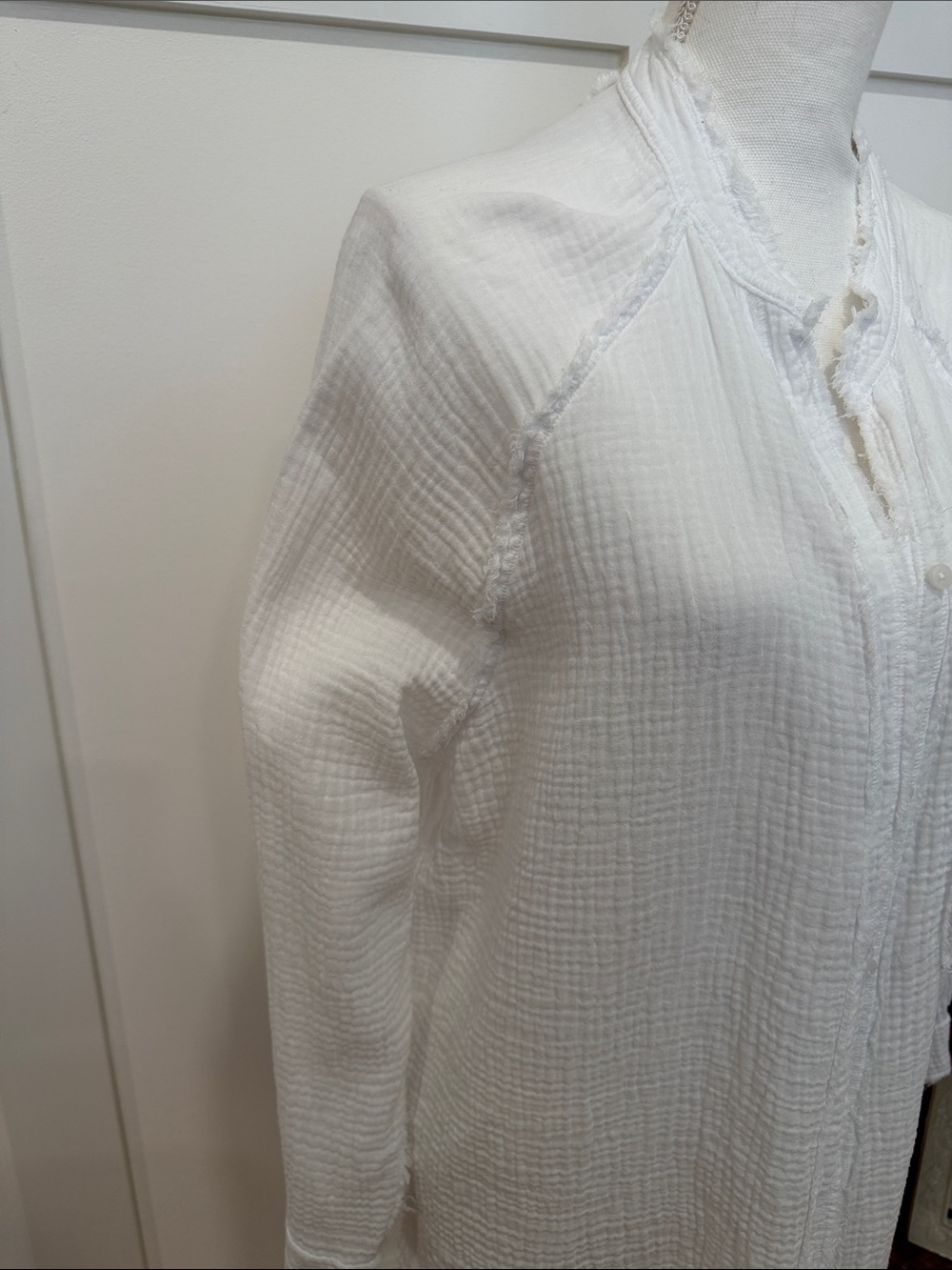 aerie White Gauze Button-Down Oversized Shirt - Picture 3 of 7